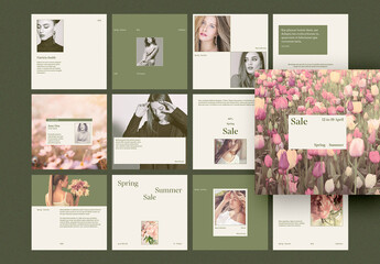 Social Media Layouts with Sage Green Accents