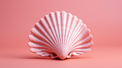 Seashell on pink background.