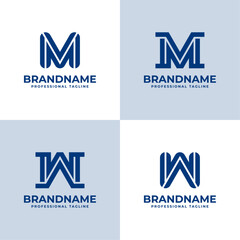 Modern Letter VM, or AW Monogram Logo Set, suitable for business with VM, MV, AW, or WA initials