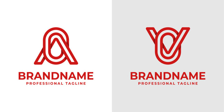 Modern Letter AO and VO Monogram Logo Set, suitable for business with AO, OA, VO, or OV initials
