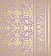 wedding card design, traditional paisley floral pattern , royal India	