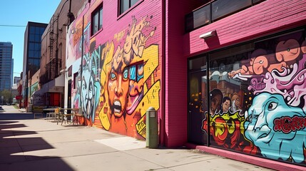Colorful graffiti on a building in Lower Manhattan - obrazy, fototapety, plakaty