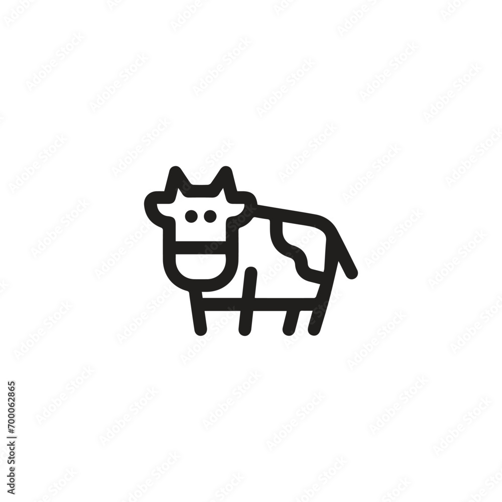 Poster cow icon vector. linear style sign for mobile concept and web design. cow symbol illustration. pixel