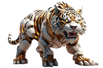 illustration 3d army tiger character rendering, video game, transparent background.ai generative image