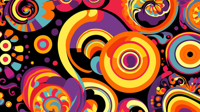 Psychedelic 60s Patterns Vektor Icon Illustation