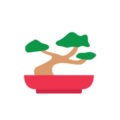 Bonsai Plant Detailed Illustration. Chinese new year ornaments.