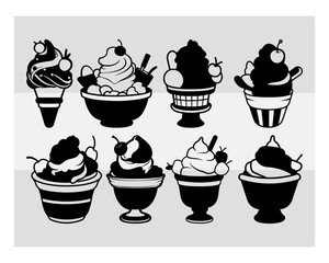 Sherbet Svg, Sherbet Silhouette, Ice Cream Svg, Summer Svg, Ice Cream Clipart, Dessert Svg, Ice Cream Vector, Feather Cut Files,