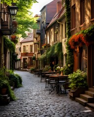 Fototapeta na wymiar Street in the old town of Baden-Wurttemberg, Germany