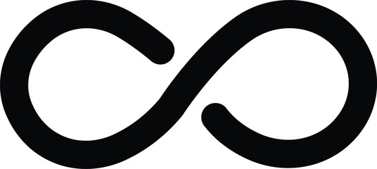 Infinity icon. Eternity, infinite, endless and forever loop symbol sign in black flat style isolated on transparent background. Symbol of repetition and unlimited cyclicity emblem. - obrazy, fototapety, plakaty