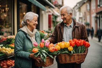 Couple exchanging Valentine's Day gifts generated by artificial intelligence