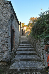 A street between old houses in Pico, a medieval village in Lazio Italy.