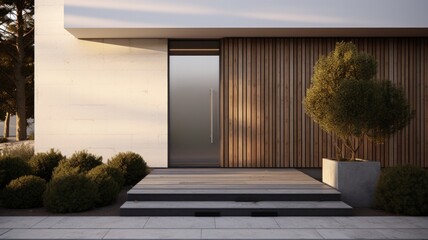 Modern entrance door with the luxury house. Generative AI Technology 