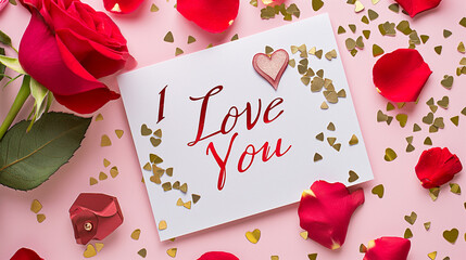 A handcrafted Valentine's Day card with a heart - shaped "I Love You" message
