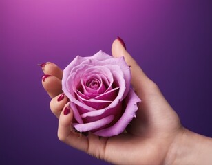 pink rose in hand