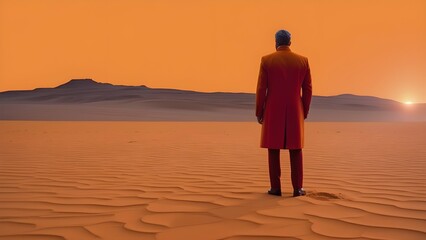 Fototapeta na wymiar man standing stressed after watching a desert