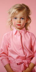 Portrait of children on a pink background