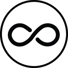 Infinity icon. Eternity, infinite, endless and forever loop symbol sign in black flat style isolated on transparent background. Symbol of repetition and unlimited cyclicity emblem.
