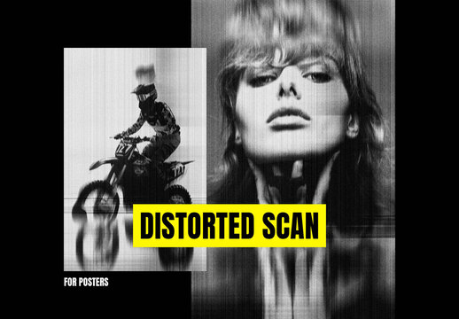 Distorted Scanner Poster Photo Effect Mockup With Generative AI