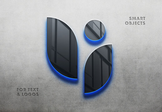 Neon Blue Logo Mockup