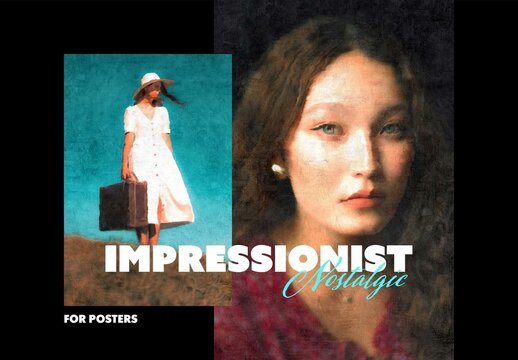 Nostalgic Impressionist Poster Photo Effect Mockup