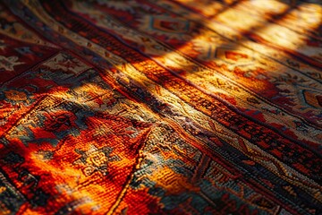 The Persian pattern on the Iranian carpet with the morning light.