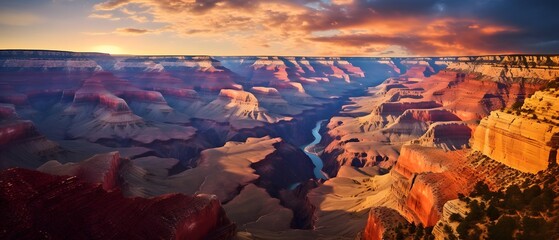 Panoramic view of Grand Canyon at sunset, Arizona, USA