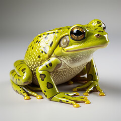 Frog on white background, hyper