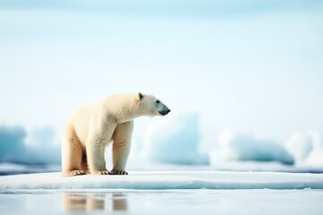 polar bear looking into the distance on ice - obrazy, fototapety, plakaty