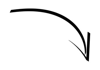 Flecha negra hecha con trazado a mano en fondo blanco.