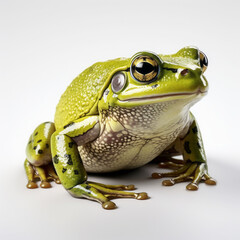 Frog on white background, hyper