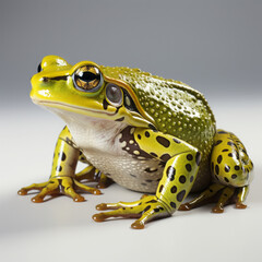 Frog on white background, hyper