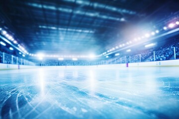 Blurred background of an ice hockey stadium.