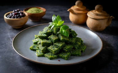 Capture the essence of Mulukhiyah in a mouthwatering food photography shot
