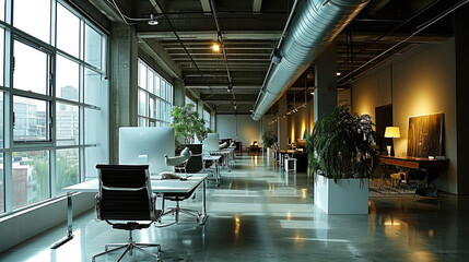 Design cool office environment modern. Generative AI. - obrazy, fototapety, plakaty