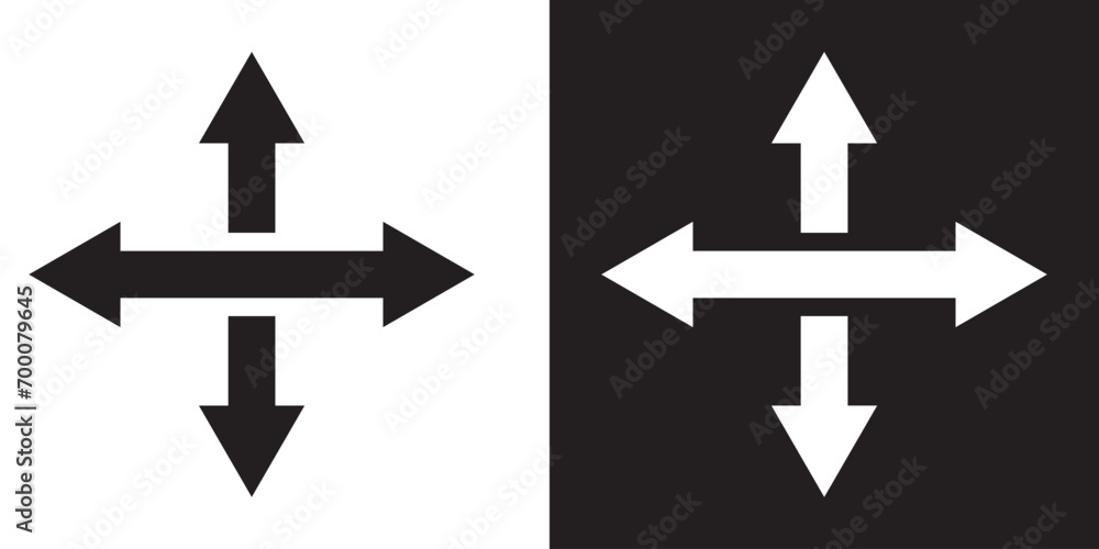 Poster black arrow icon. direction arrow vector. simple opposite direction arrow icon on white background. 