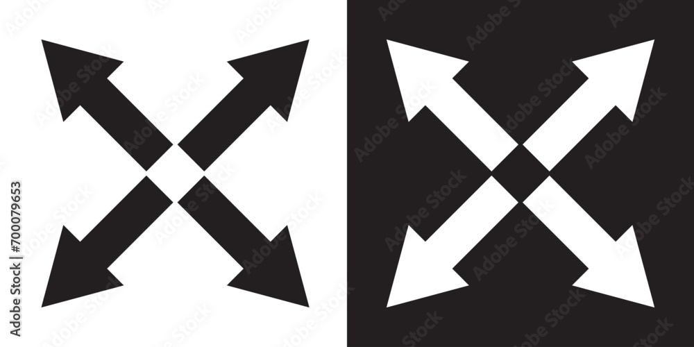 Poster black arrow icon. direction arrow vector. simple opposite direction arrow icon on white background. 
