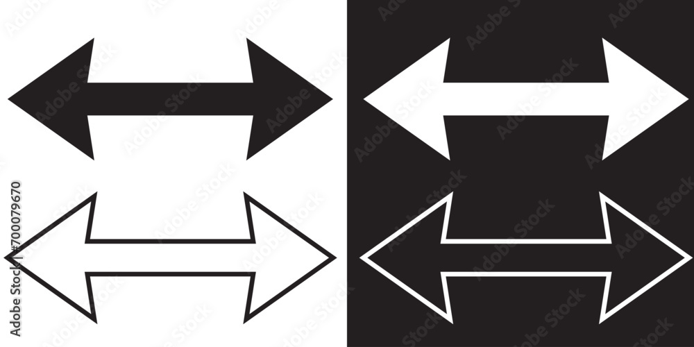 Poster horizontal arrow vector. black arrow icon. horizontal flat and line arrow vector. simple opposite di