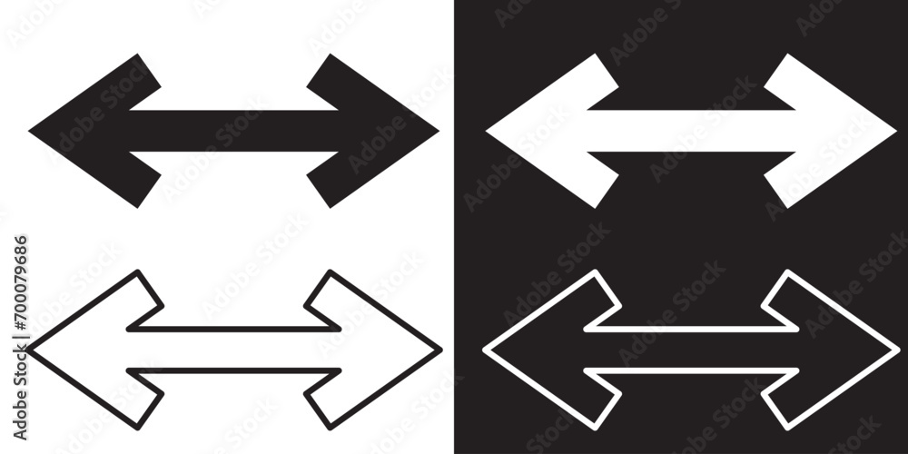 Poster horizontal arrow vector. black arrow icon. simple opposite direction flat arrow icon on white backgr