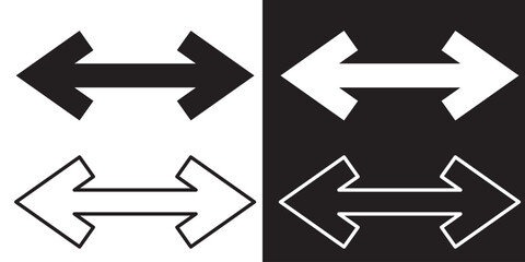 Horizontal arrow Vector. Black arrow icon. Simple opposite direction flat Arrow icon on white background. Horizontal flat and line arrow Vector. Vector illustration