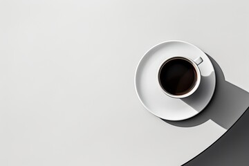 Minimalistic graphic of black coffee on a white table.