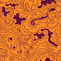 Abstract psychedelic unusual seamless pattern with wave shapes and lines