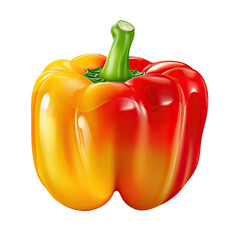 Colorful bell pepper isolated on transparent background