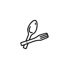 Original vector illustration. The contour icon of a camping spoon and fork.