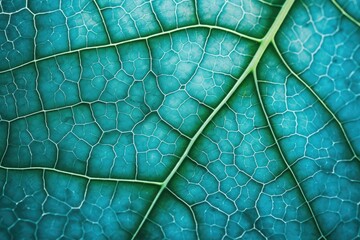 Macro closeup of a horseradish leaf with a mosaic pattern of cells and veins on an abstract nature...