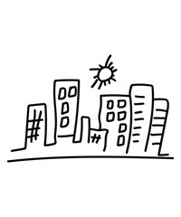 city hand draw icon, vector best line icon.
