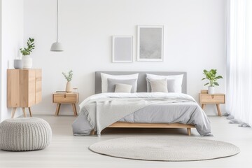 Fototapeta premium Scandinavian style bedroom sleek and spotless