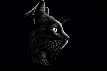 black cat lateral portrait