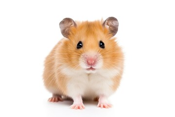 White background with a Syrian hamster
