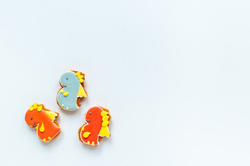 Christmas cookies in the shape of a dragons 2024 symbol. Happy New Year background