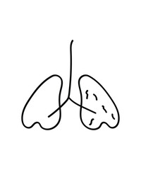 lung hand draw icon, vector best line icon.